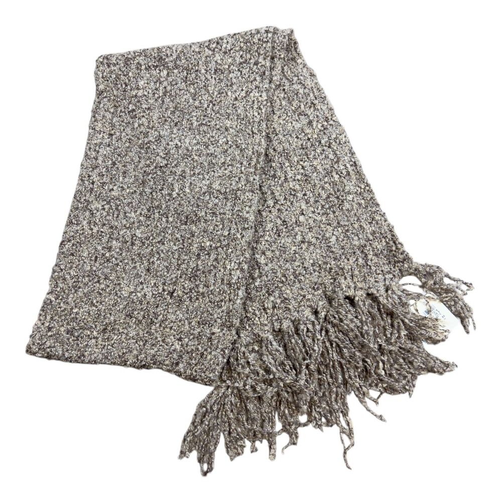Avenue Scarf Unisex Adult Beige Knit Fringe Warm Winter Muffler - One Size NWT